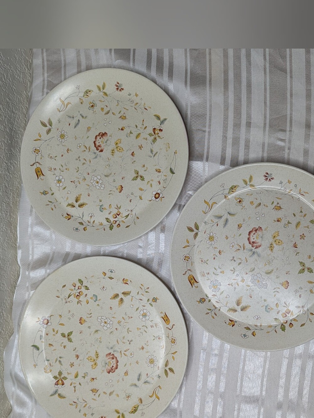 Lenox Merriment Temper Ware Dinner Plates Beige Colorful Floral Lot Of 3 Vintage